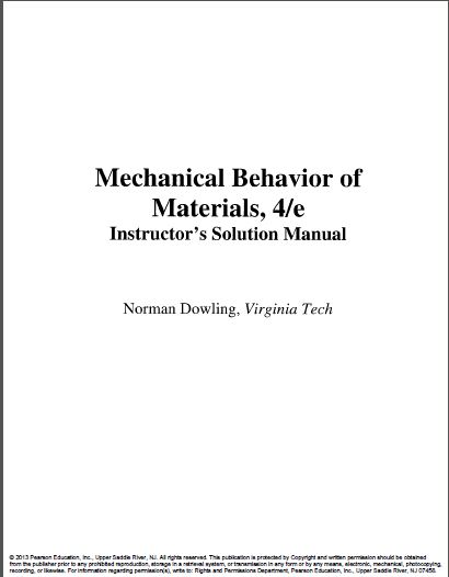 Instructor Solutions Manual for Mechanical Behavior of Materials, 4th Edition